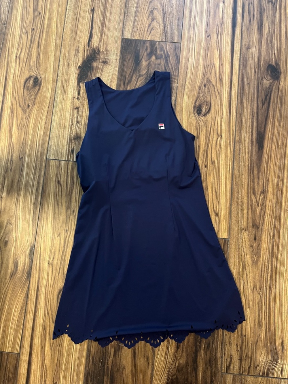 Fila Navy Sleeveless Tennis Dress with Scalloped Hem